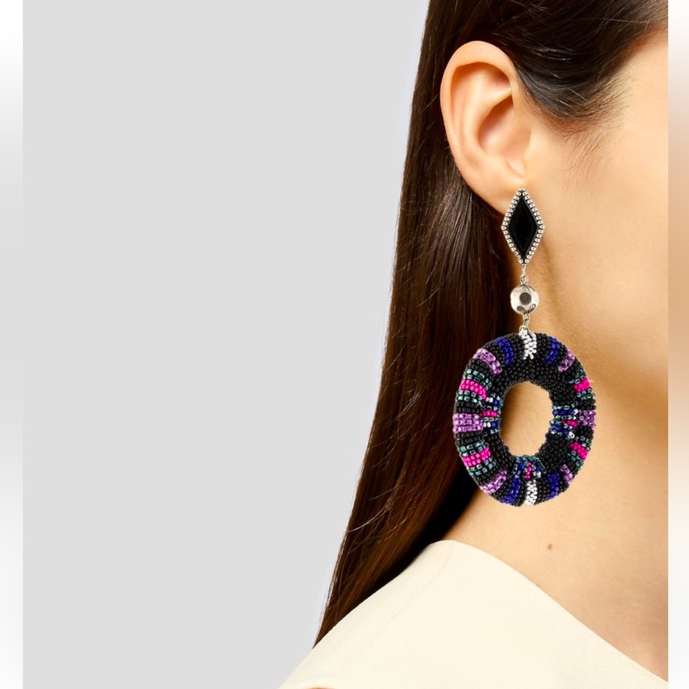🌺🎉HP🎉🌺 NWT Isabel Marant Beaded Hoop Chandeliers - Picture 12 of 16